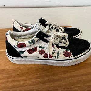 Rose print lace up vans